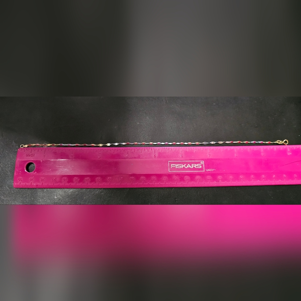 14k Solid Gold Elegant Multicolor Ankle Bracelet - image 3